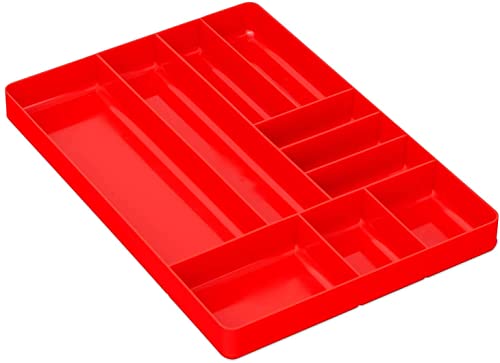 ERNST Tool Garage Organizer Tray, Red, 10-Compartments