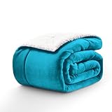 CELESTA Sherpa Kuscheldecke Flauschige 200 x 230 cm XL, Winterdecke Extra Dicke und Schwer, Wohndecke für Sofa Couch Bett, Warm und Weich, Türkis