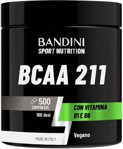 Bandini® AMINOACIDI RAMIFICATI BCAA 211 con Vitamina B1 e B6 | 500 Compresse da 1050mg per il Recupero Muscolare | Amminoacidi 2.1.1 Intra Pre Post Workout | 2:1:1 Per Palestra, Allenamento 100% Vegan