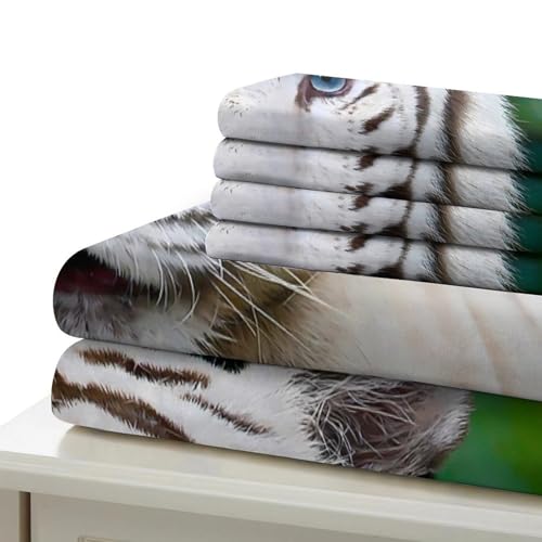 Housse de couette tigre blanc microfibre ultra douce fermeture éclair - 7
