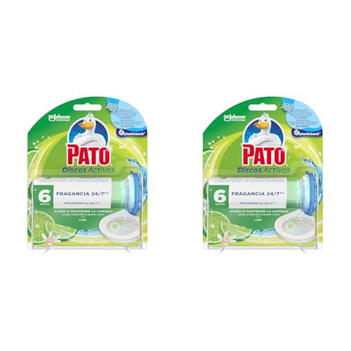 Pato - Discos activos para WC, aparato y recambio, Lima, 6 discos (Paquete de 2)