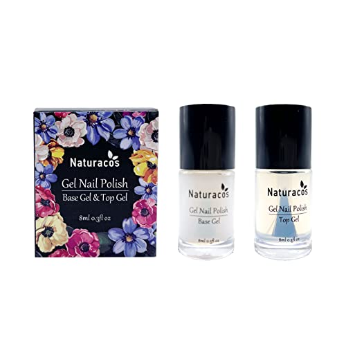2 Bouteilles de 8 ml, Top Gel et Base Gel, Vernis à Ongles à Séchage Rapide, Brillance Absolue, Longue Durée, Nutritif, Non Toxique, Faible Odeur, DIY (Base Gel e Top Gel) Cover