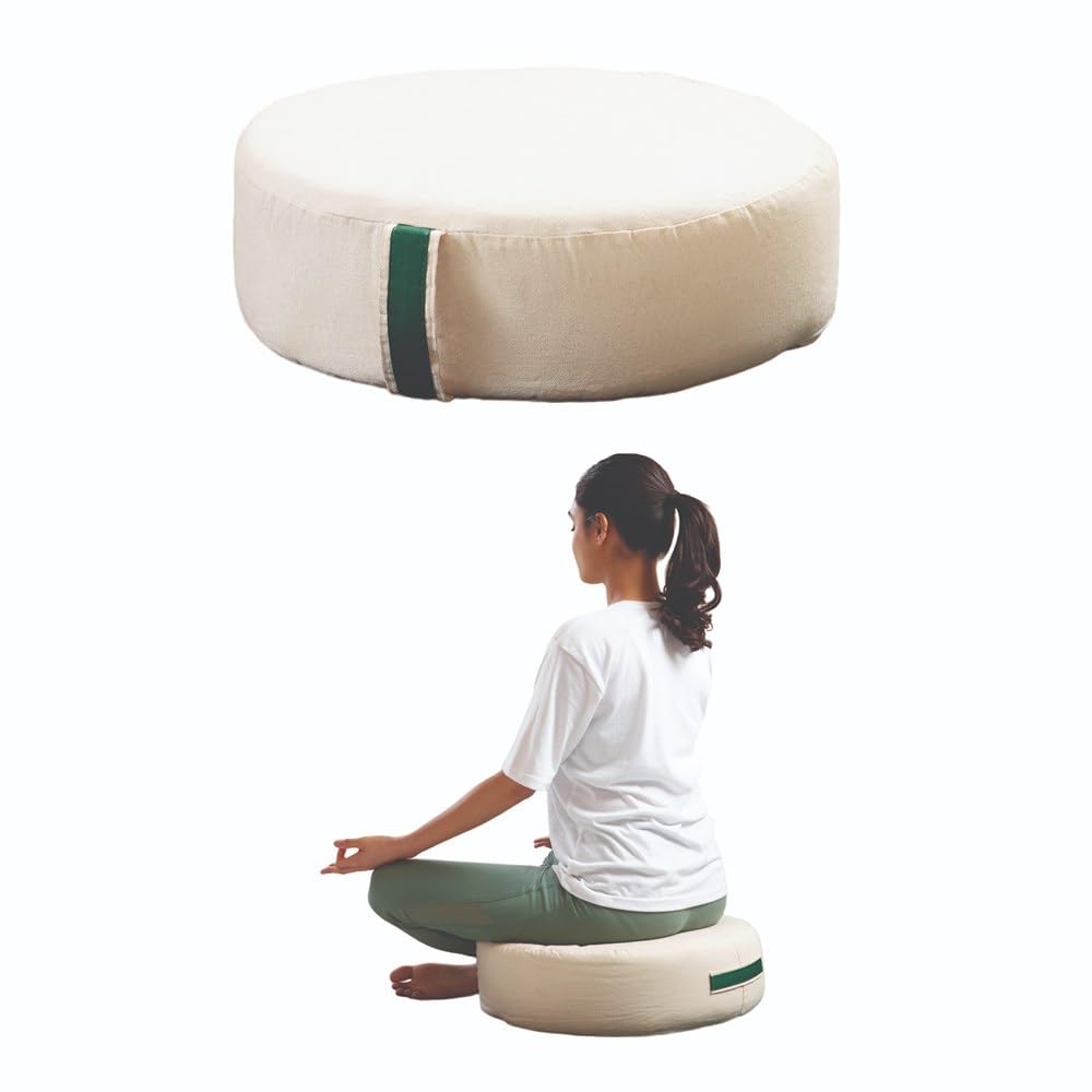 The White Willow HarmonyFlow Yoga Round Seat Cushion for Meditation & Yoga – Standard Size, Supportive Foam with Soft Washable Cover – White