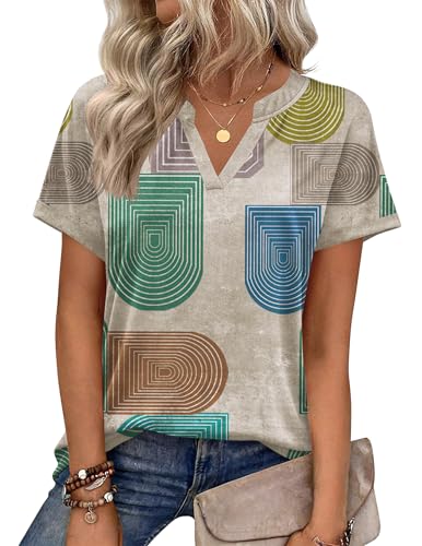 Image of Zeagoo Womens Tops Short Sleeve Summer V Neck Shirts Work Blouses Business Outfits Fashion Clothing