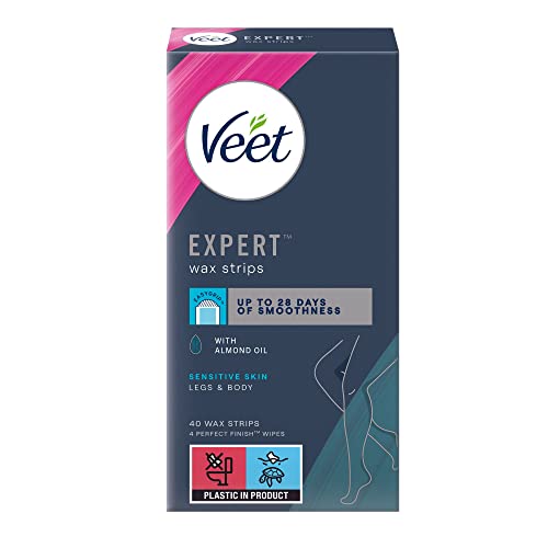 Veet Tiras de cera para pieles sensibles, 40 unidades