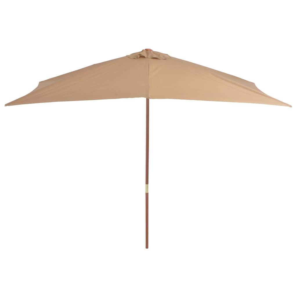 Homgoday Sombrilla de jardín con Palo de Madera Gris Taupe 200x300 cm Sombrilla de Jardín,Protección UV Sombrilla Jardín Grande Orientable Jardín Parasol Balcón