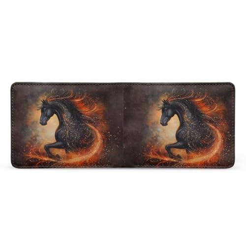 Image of Coldinair Black Horse Boys Wallet for Kids Novelty Wallet for Teen Boys Cool Leather Bifold Wallet Credit Card Cash Id Holder Purse Coin Pocket Id Window for Men Boy Male Youth Guys
