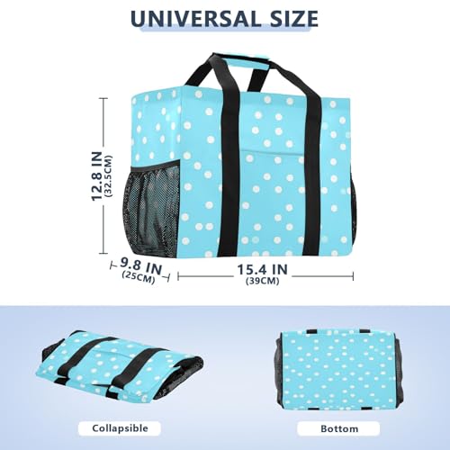 Nander Blue and White Dots Foldable Tote Bag Waterproof Sandproof Women Beach Bag Handbag Gym Bag2