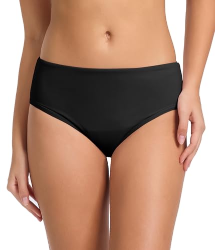 Beautikini Period Swimwear Bottoms Leakproof Menstrual Swimsuit Mid Waisted Period Bathing Suit Bikini Bottoms for Teen Girls