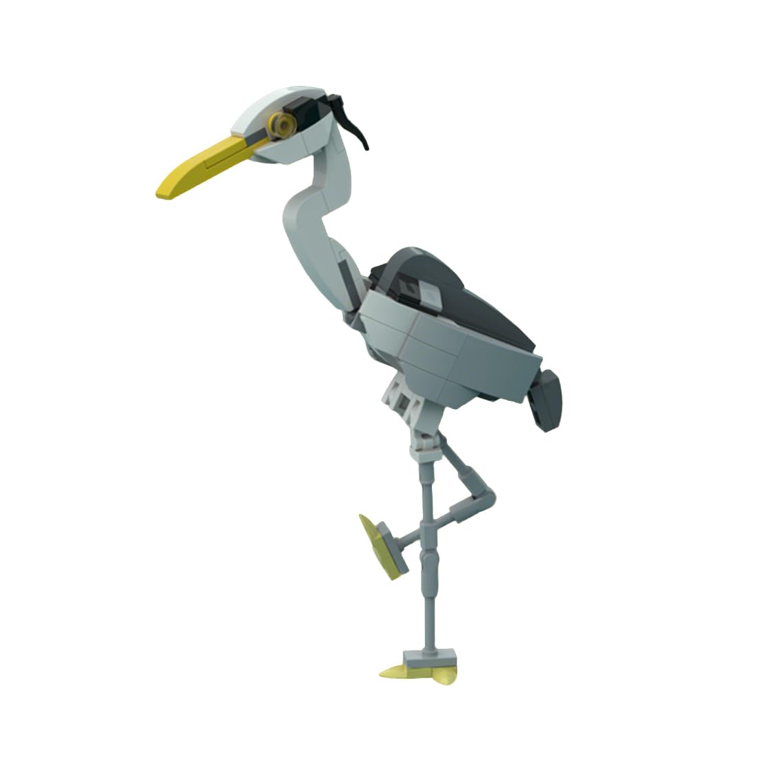 Kaoliscious Grey Heron Bird Animal Building Blocks MOC Bird Bricks Kit for Adults to Build, Modular Animal Blocks Home and Office Desk Décor, Valentine's Day Gifts - 109 Pieces