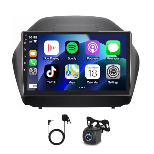 Slakerbe Android 14 Autoradio Compatible avec Hyundai IX35 2009-2015, 2G+64G 10 Pouces 2 Din Carplay Android Auto avec Bluetooth Navi WiFi FM RDS SWC Lien...