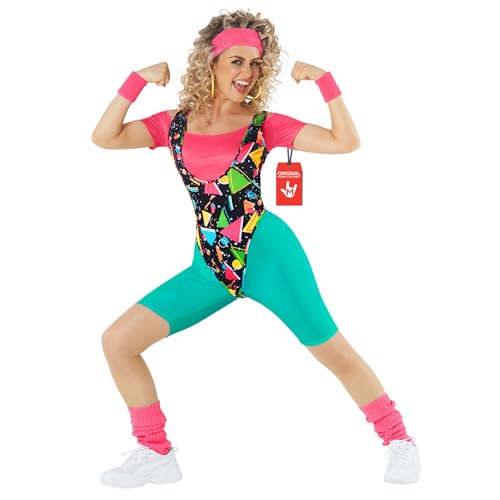 Morph 80s Workout Outfit for Women 90s Retro Workout Outfits 80 s Aerobics Outfit Halloween Costume for Womens, Large