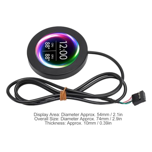 Image of 2.1inch AIO Computer Temp Monitor, CPU Cooler LCD Display Screen Upgrade Kit, PC Sensor Panel CPU Temp Monitor for Water Cooling Systems, for aida64 (Black)
