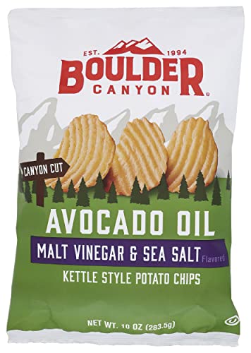 Image of Boulder Canyon Avocado Oil Malt Vinegar & Sea Salt Chips 10oz, (Pack of 12)