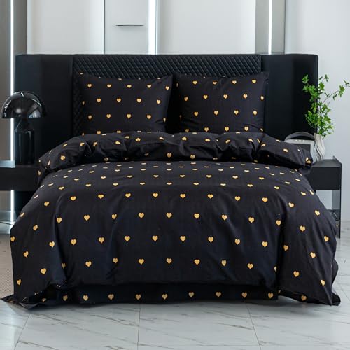 Cotton Market Bettwäsche 155x200 cm - Bettwäsche Mikrofaser Baumwolle - Herbst Bettwäsche-Sets 3 Teilig ‎mit Reißverschluss - Blumen Bettbezug...