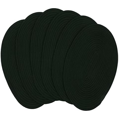 DAJAMAI 6 Pack Woven Placemats Fabric Tablemats, 12x16 inches Plate Chargers Cotton Weave Placemat Oval Braided Rattan Tablemats for Kitchen Dining Table Outdoor Party Wedding Decoration (Black) Cover