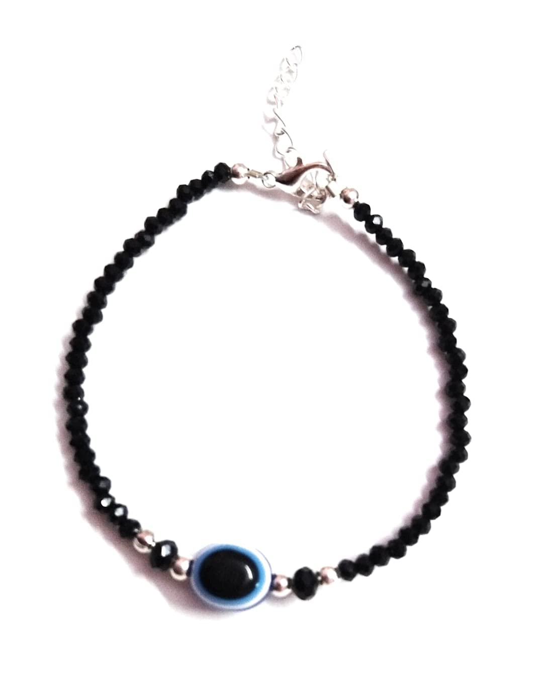 MANMORA Black Beads With Blue Evil Eye Metal Chain Bracelet For Girls | Boys |Men |Women (blk & silver beads evil eye bracelet) (B0BFHKKS76) Amazon Price History, Amazon Price Tracker