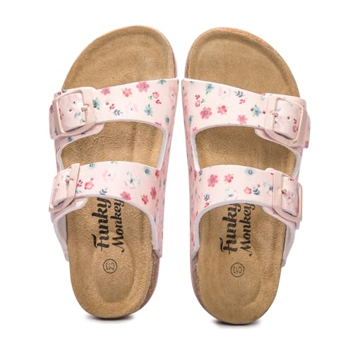 Image of FUNKYMONKEY Unisex-Child Slide Sandals Adjustable Double Buckle with Soft Footbed Comfort Slides for Girls and Boys