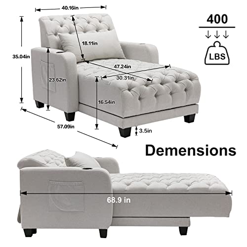 Akrenar Recliner Chair For Living Room, Convertible Chair Bed 3 In 1 Multi-Function Adjustable Backrest Modern Breathable Sofa Bed For Living Room Apartment Office,Beige #TOP1