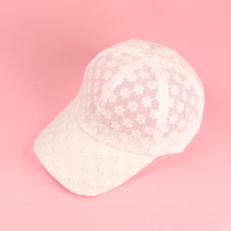 Set 2 gorras de béisbol para mujer con encaje floral miniatura 7