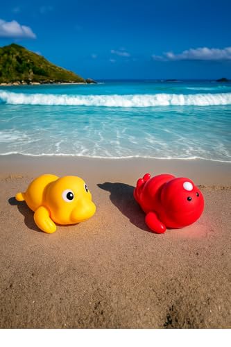 Image of COSMOBABY Premium (Duck & Walrus Combo) Bath Toys, Cute Swimming Bath Toys for Toddlers 1-3, Floating Wind Up Toys for 1-5 Year Old Boy Girl, New Born Baby Bathtub Water Toys, Proudly Made in India