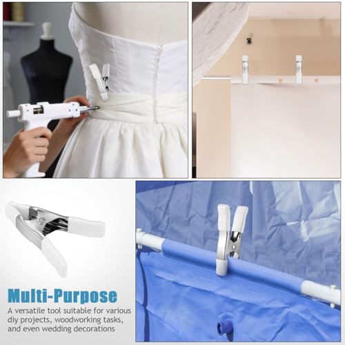 Image of UKCOCO 4 Pack Heavy Duty Spring Clamps, 4 Inch Nickel-Plated A-Shape Metal Clips with PVC Protective Tips, White Tension Clamps for Woodworking, Backdrop Stand, Crafts and Wedding Dress Fitting