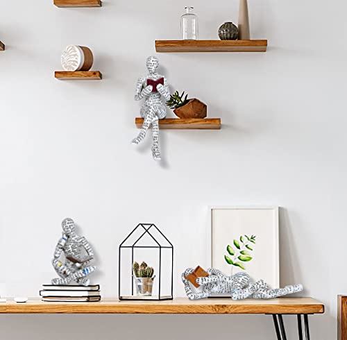 3 Pcs Pulp Reading Women Figurine Decor Thinker Statue Modern Abstract Art Sculpture Resin Collectible Reading Figurines For Living Room Desk Table Bookshelf Shelf Office Desktop Home Decoration #TOP4