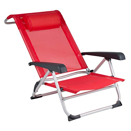 Chaise de plage Red Mountain Rouge de Montagne, fauteuil alu deluxe pour extérieur confort - 4