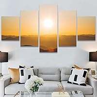 SIGNWIN 5 Panel Canvas Wall Art Landscape Mountain for Home Decorations Ready to Hang - 60