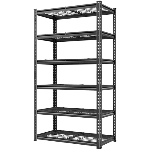 REIBII 3300LBS Garage Shelves, 6 Shelf Storage Rack, Adjustable Metal Shelving Unit, 79" Hx40 Wx16 D, Multi-Use Storage Shelves for Kitchen, Office Room, Pantry, Basement