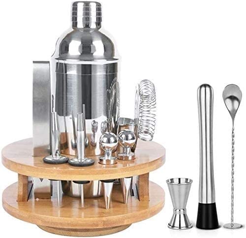 Kit de coctelería de 12 piezas con soporte de bambú miniatura 1