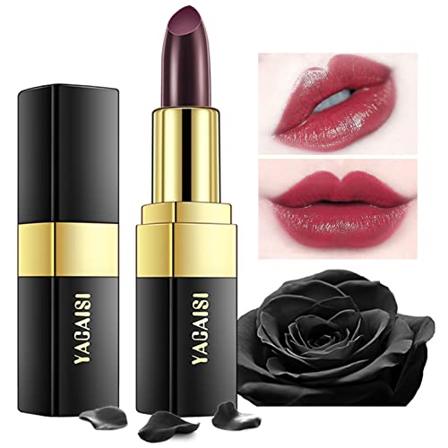 Black Magic Lipstick, Magic Fast Apply Color Changing Waterproof Lipstick (Black Change into Brick Red), Long-Lasting Wear Non-Stick Cup Not Fade Waterproof Lipstick Lip Gloss for Women