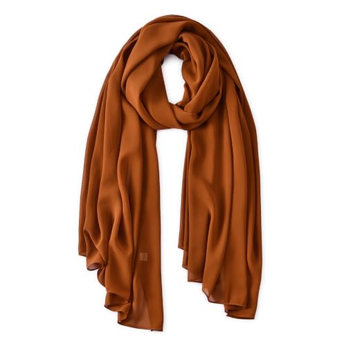 Yeieeo Chiffon Head Wraps for Women - Solid Color Fashion Bubble Chiffon Scarf Hijab