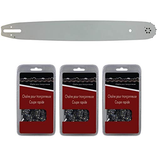 GT Market Guide 50 cm (20 Pouces) + Lot de 3 chaînes 72 maillons - Compatible tronçonneuses STIHL MS 291, 311 et 391 Cover