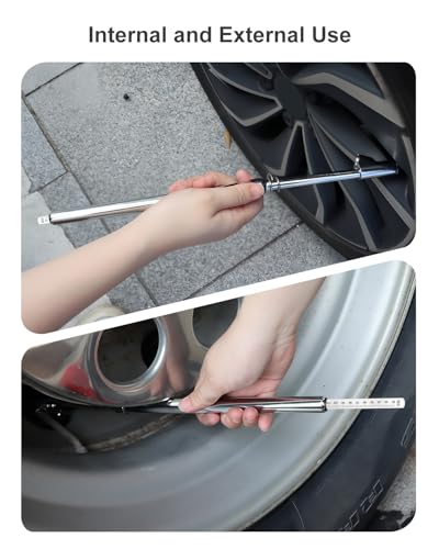 Image of GODESON 13.5 inch Dual Head Tire Pressure Gauge, 20-220PSI /2-15Bar High Accuracy Semi trcuk tire Gauge, Heavy Duty Pencil Pressure Gauges Checker for RV & Truck, Stainless Steel Solid Body, Portable