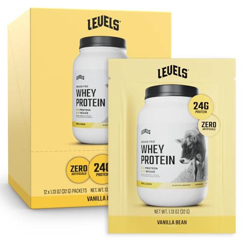 Image of Levels Grass Fed Whey Protein Powder, No Artificials, 24G of Protein, Vanilla Bean, 12 Count