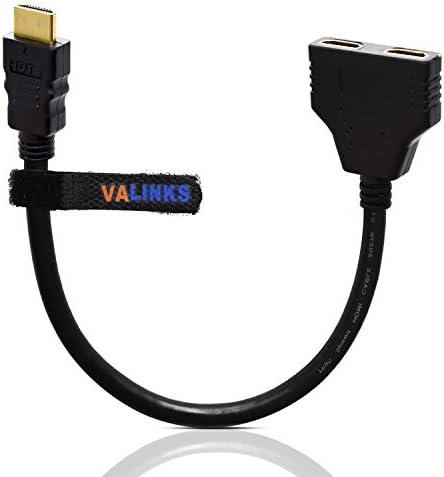 Valinks(TM) HDMI Male to Dual HDMI Female 1 to 2 Way Splitter Cable (One-way Transmission ONLY from 1 HDMI Male to 2 HDMI Female, NOT Reversible) For HDTV, Support Two TVs at the Same Time,Signal 1 in 2 Out