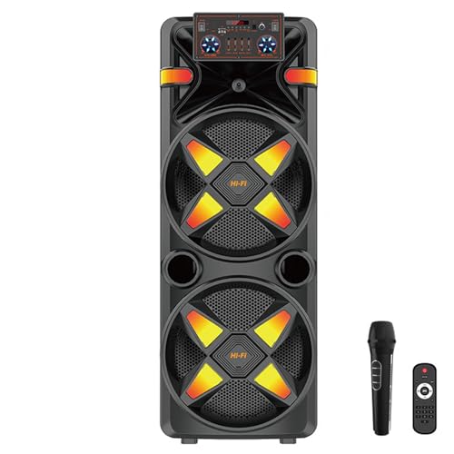 Sistema de altavoces de karaoke, altavoz de alto volumen de 12 pulgadas con asa de transporte, incluye micrófono y control remoto, graves profundos para fiestas y actividades al aire libre
