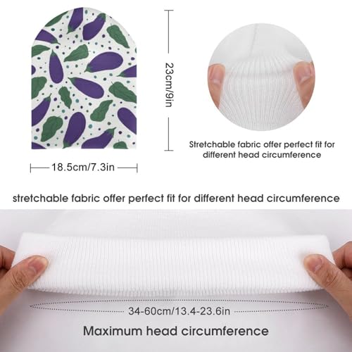 Vegetables Eggplant Pattern Kids Beanie Hat for for Girls Boys Children Cap Winter Knitted Chemo Cancer Headwear Accessories Gifts Decoration Black2
