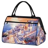Bolsa de gimnasio con diseño de paisaje oceánico y puesta de sol para hombres y mujeres, bolsa de viaje para deportes, impermeable, bolsa de viaje para fin de semana, bolsa ligera para equipaje de