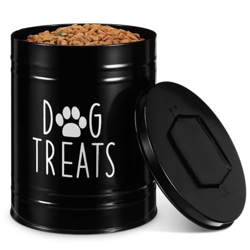 Cabilock Contenedor hermético de almacenamiento de alimentos para perros con tapa, contenedor de hierro rústico para mascotas, tarro grande de golosinas para mascotas, tanque de almacenamiento