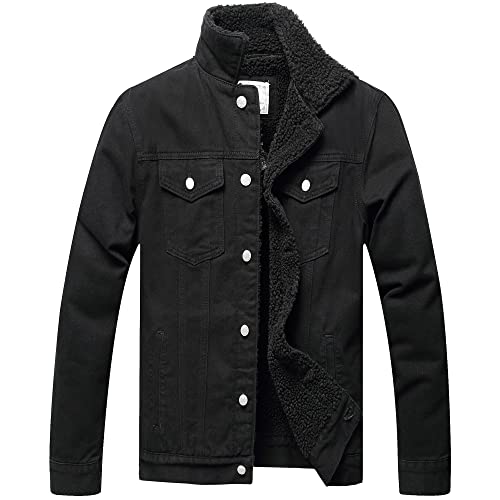 Amazon.com: LZLER Men's Fleece Jean Jacket Winter Cotton