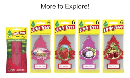 Image of LITTLE TREES Air Fresheners Car Air Freshener. Hanging Tree Provides Long Lasting Scent for Auto or Home. Watermelon, 24 Air Fresheners (Pack of 6)