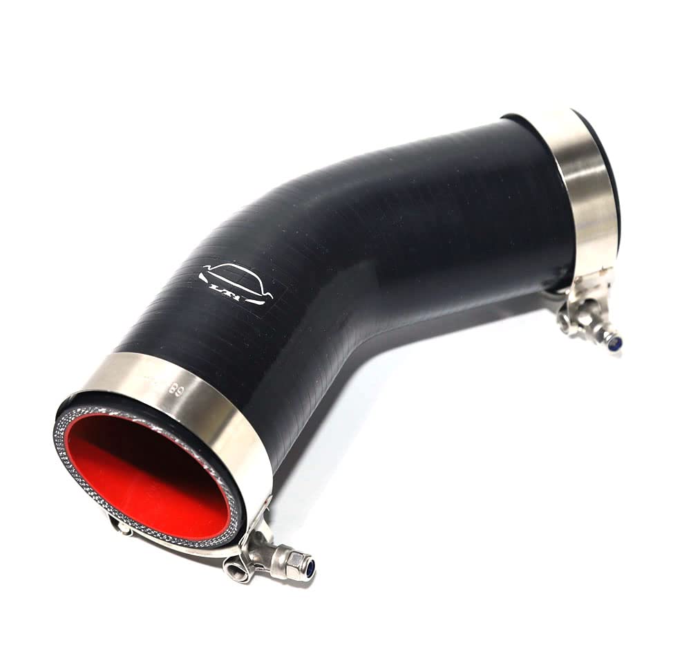 TenkeAuto 4-Ply Reinforced 2.5" ID 45 Degree Elbow Silicone Hose Coupler With T Bolt Clamp for Turbo/Intercooler/Piping (2.5" BLACK)