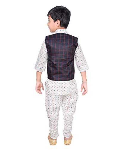 Image of AHHAAAA Kids Ethnic Boys Waistcoat, Kurta and Breaches Set 602