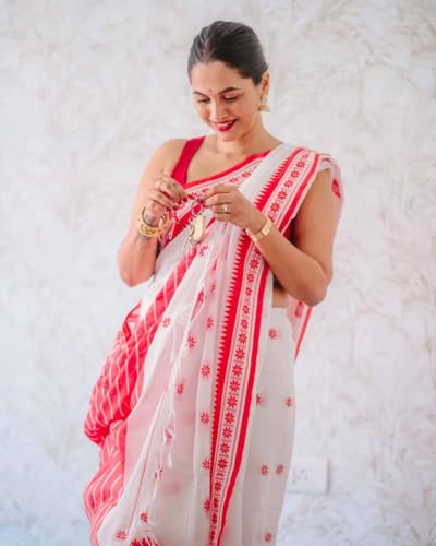 Image of Flosive Women's Woven Cotton Silk Saree With Unstitched Blouse Piece