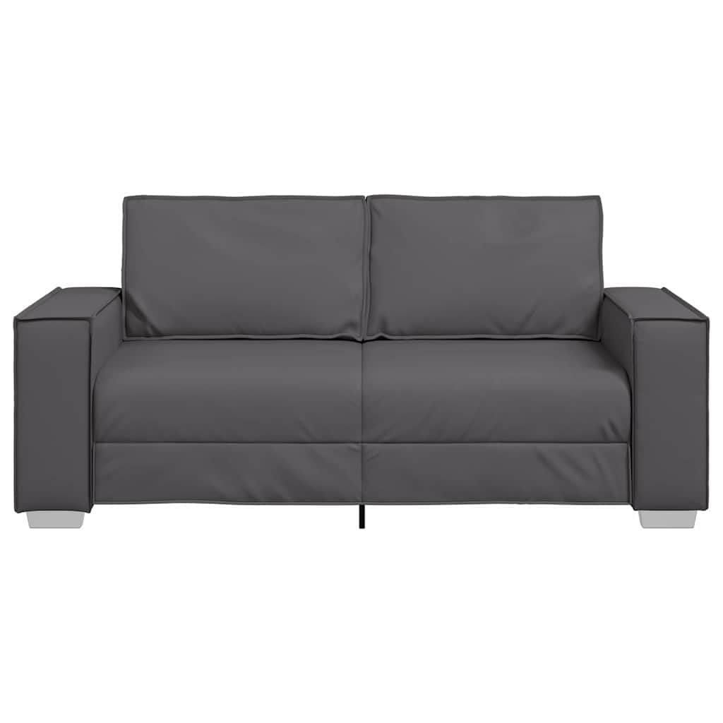 Canapé 2 places gris 180 cm en cuir synthétique avec accoudoirs, dossier, banc, salon, chambre d'amis, construction stable, durable, confortable, facile d'entretien, polyvalent