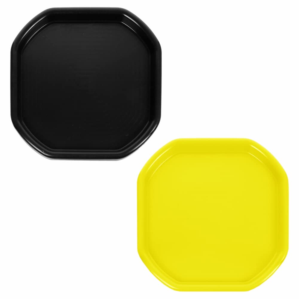 EASON BROS Combo Colour 70CM x 70CM Octagonal Heavy Duty Plant Saucer – Large Plastic Potting & Mixing Tray for Soil, Indoor & Outdoor Gardening, Made in UK - (Black & Yellow)