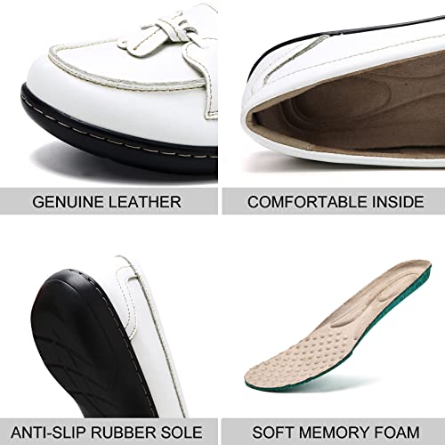Image of Maichal Loafers for Women Slip On Comfort Leather Tassel Dress Shoes