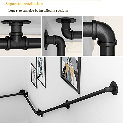 Rampe d'escalier en tube noir charge 200kg main courante robuste style industriel